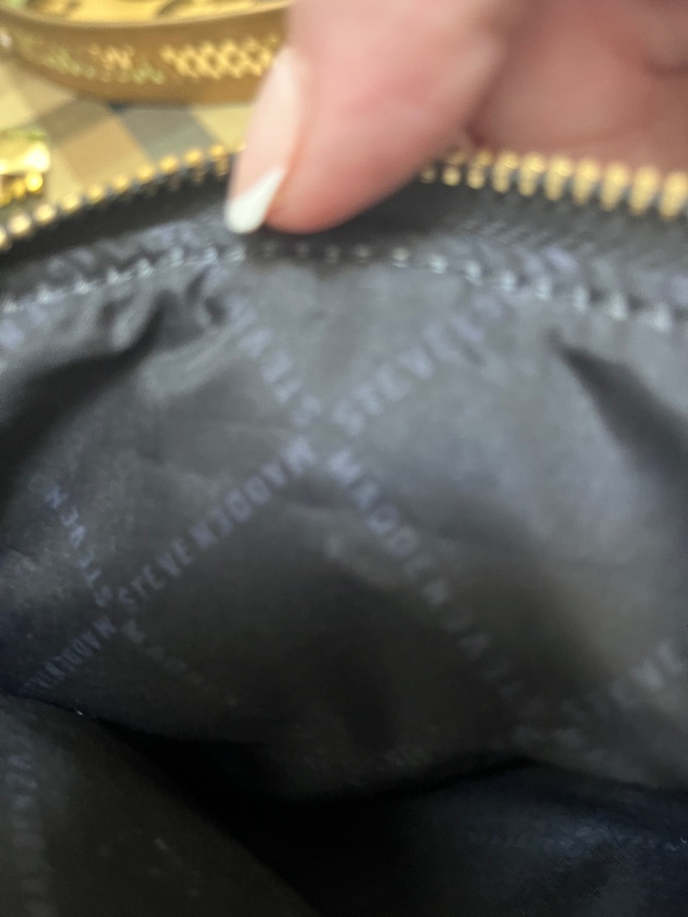 Steve Madden Black Pebbled Tote with Gold Accents - Picture 3 of 5